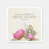 Bloemige Aquarel Groen Peony Bruidsdouche Servet (Voorkant)