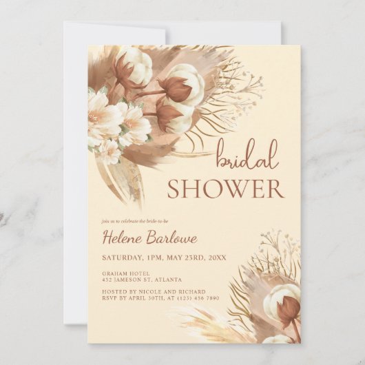 Bloemige Aquarel Herfst Boho Bruidsdouche Kaart (Voorkant)