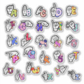 Bloemige ASL Alfabet Sticker (Voorkant)