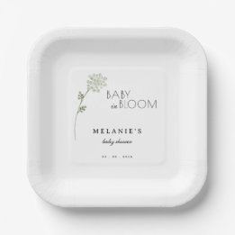 Bloemige baby in bloei baby shower papieren bordje