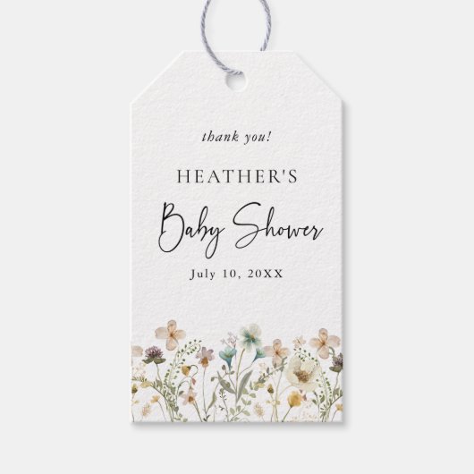 Bloemige Baby Shower  Cadeaulabel (Voorkant)