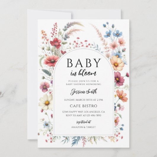 Bloemige Baby Shower Kaart (Voorkant)