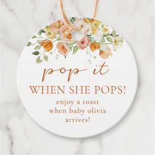 Bloemige Baby Shower Knal Het Als Ze Knalt Bedankjes Labels