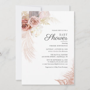Bloemige Baby Shower Pampas Gras Boho Terracotta Kaart