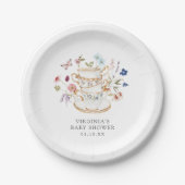 Bloemige Baby Shower Papieren Bord (Voorkant)