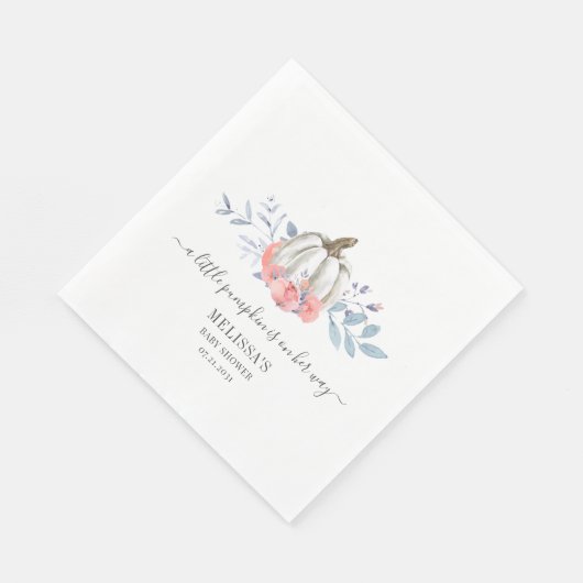 Bloemige Baby Shower Roze Rozen Pompoen Servet (Hoek)