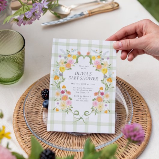 Bloemige Baby Shower Uitnodiging