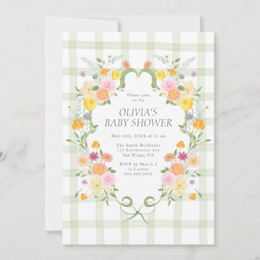 Bloemige Baby Shower Uitnodiging (Voorkant)