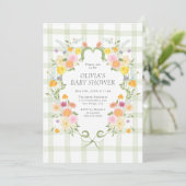Bloemige Baby Shower Uitnodiging (Staand voorkant)