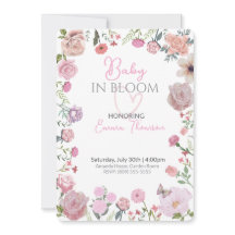 Bloemige baby shower uitnodiging – Elegante waterv