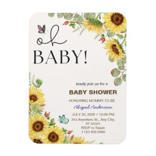 Bloemige baby shower uitnodigingen voor meisjes magneet