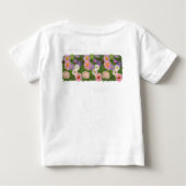 Bloemige baby top t-shirt Roze Asters & haar naam (Achterkant)