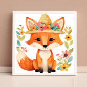 Bloemige Baby Vos Poster: Schattig en Whimsical Poster