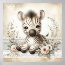 Bloemige Baby Zebra Kinderkamer
