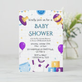 Bloemige babyshower uitnodiging (Staand voorkant)