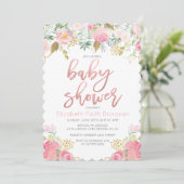 Bloemige babyshower uitnodiging (Staand voorkant)