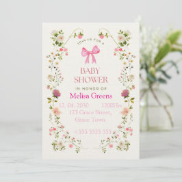Bloemige babyshower uitnodiging | Zachte roze wate