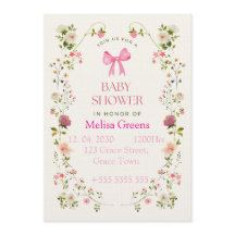 Bloemige babyshower uitnodiging | Zachte roze wate