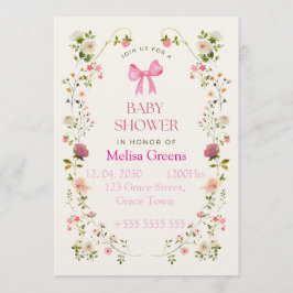 Bloemige babyshower uitnodiging | Zachte roze wate