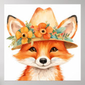 Bloemige babyvos-kinderkamer muurkunst poster (Voorkant)