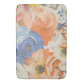 Bloemige badmat - Blauw, Oranje, Beige (Voorkant Verticaal)