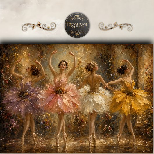 Bloemige Balletkwartet Decoupage Tissuepapier