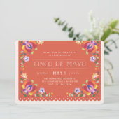 Bloemige Banner Fiesta Uitnodiging - Tomaat (Staand voorkant)