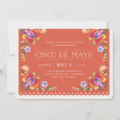 Bloemige Banner Fiesta Uitnodiging - Tomaat (Voorkant)