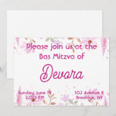 Bloemige Bas mitzva Kaart (Voorkant / Achterkant)