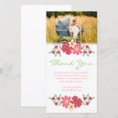 Bloemige bedankkaart sjabloon voor baby meisje fot (Voorkant / Achterkant)