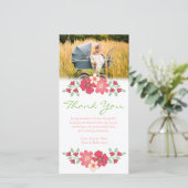 Bloemige bedankkaart sjabloon voor baby meisje fot (Staand voorkant)
