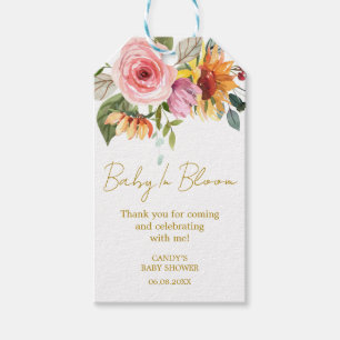 Bloemige bedankkaartjes voor baby shower cadeaus cadeaulabel