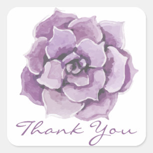 Bloemige Bedankt Paarse Succulent Waterverf Vierkante Sticker