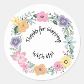 Bloemige "Bedankt voor uw aankoop" sticker (Voorkant)