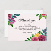 Bloemige bedankt. Waterverf bloemen bruiloft brief Kaart (Voorkant / Achterkant)