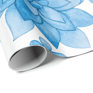 bloemige behang met blauwe bloesems en bladeren  cadeaupapier