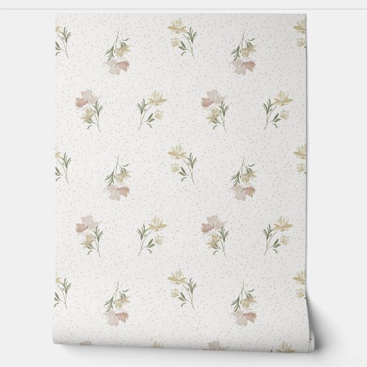 Bloemige Behang met Pasteltinten (Afrollen)