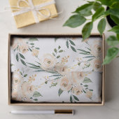 Bloemige Beige Blush op Witte Trouw Tissue Papier (Geschenk)