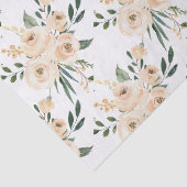 Bloemige Beige Blush op Witte Trouw Tissue Papier (Detail)