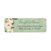 Bloemige Beige Groene Trouw Retouradres Etiket (Voorkant)