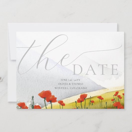 Bloemige bergklaproos bruiloft 3 foto's bewaar dat kaart (Voorkant)