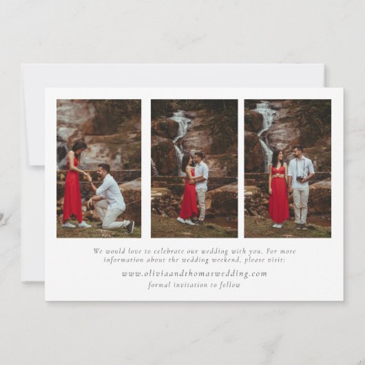 Bloemige bergklaproos bruiloft 3 foto's bewaar dat kaart (Achterkant)