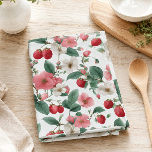 Bloemige bes cottagecore waterverf keukendoek theedoek