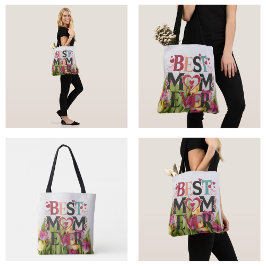 Bloemige Beste Moeder Ooit Chic Tote Bag