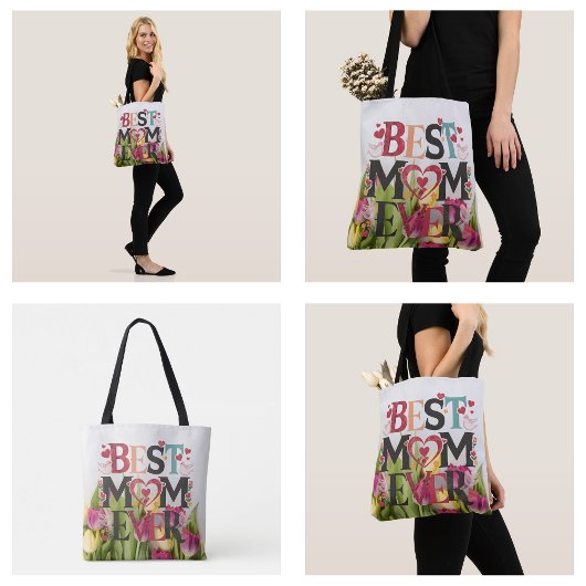 Bloemige Beste Moeder Ooit Chic Tote Bag