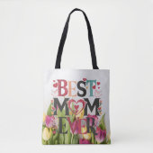 Bloemige Beste Moeder Ooit Chic Tote Bag (Voorkant)