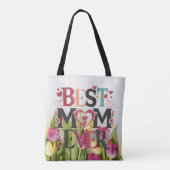 Bloemige Beste Moeder Ooit Chic Tote Bag (Achterkant)