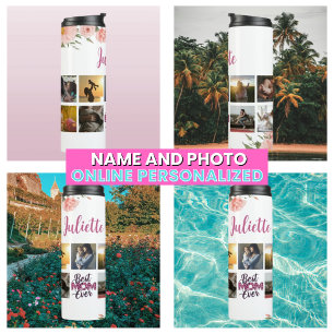 Bloemige Beste Moeder Ooit Moeder Fotocollage Thermosbeker