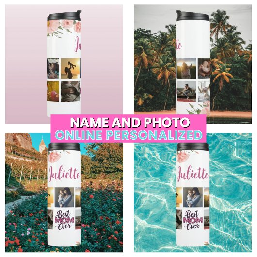 Bloemige Beste Moeder Ooit Moeder Fotocollage Thermosbeker