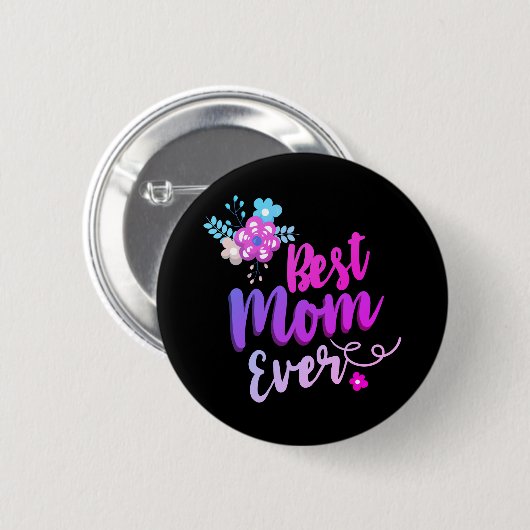 Bloemige Beste Moeder Ooit Ronde Button 5,7 Cm (Voorkant /achterkant)
